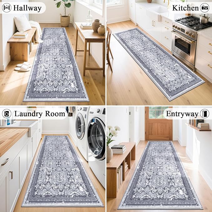 Vaukki Hallway Runner Rug, Vintage Shaggy Soft Laundry Rug Runner, Non Slip - Image 4