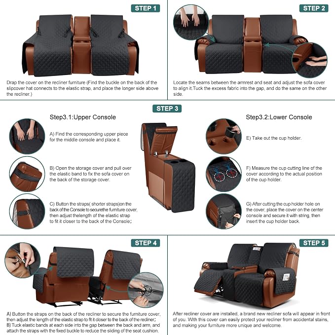 Ruaozz Waterproof Loveseat Recliner Cover - Image 7