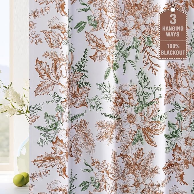 H.VERSAILTEX 100% Blackout Curtains 96 inch Length 2 Panels Set Vintage Floral by HVERSAILTEX