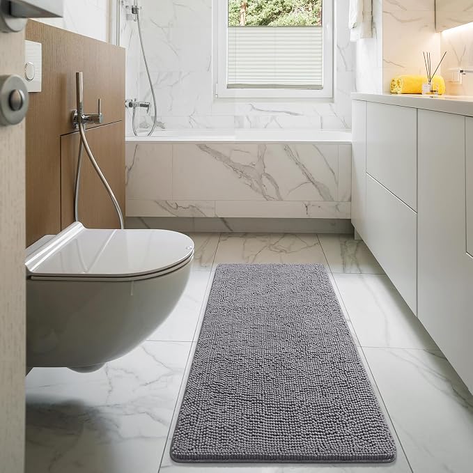 LOCHAS Luxury Bathroom Rug Shaggy Bath Mat 48 x 17 Inch, Washable Non Slip Bath - Image 7
