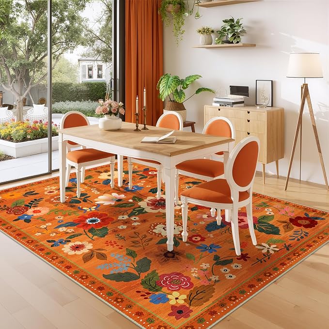 RELEANY Floral Nursery 5x7 Area Rugs Washable Print Boho Cute Carpet Non Slip - Image 6