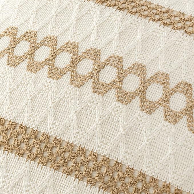 MIULEE Set of 2 Neutral Boho Decorative Lumbar Pillow Covers 12x20 Inch - Image 4