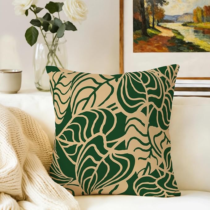 Tropical Green Plant Throw Pillow Covers 18x18 Inch Set of 2 Summer Sage Green - Image 4