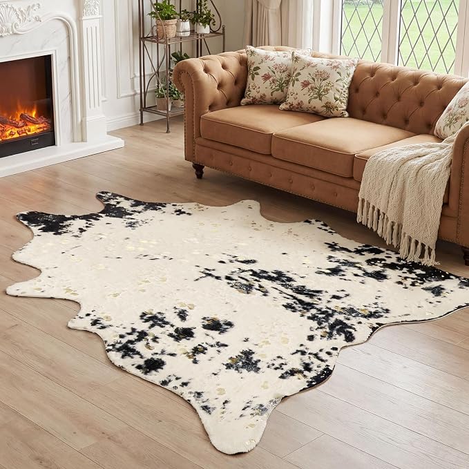 JONIYEAR Large Durable Faux Cowhide Area Rug 4.9 x 6.56 Feet, Premium Cow Print by JONIYEAR-SoftLuxury