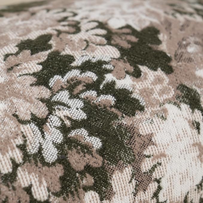 Yangest Neutral Floral Pillow Cover 18 x18 Inches, Vintage Chenille Square - Image 4