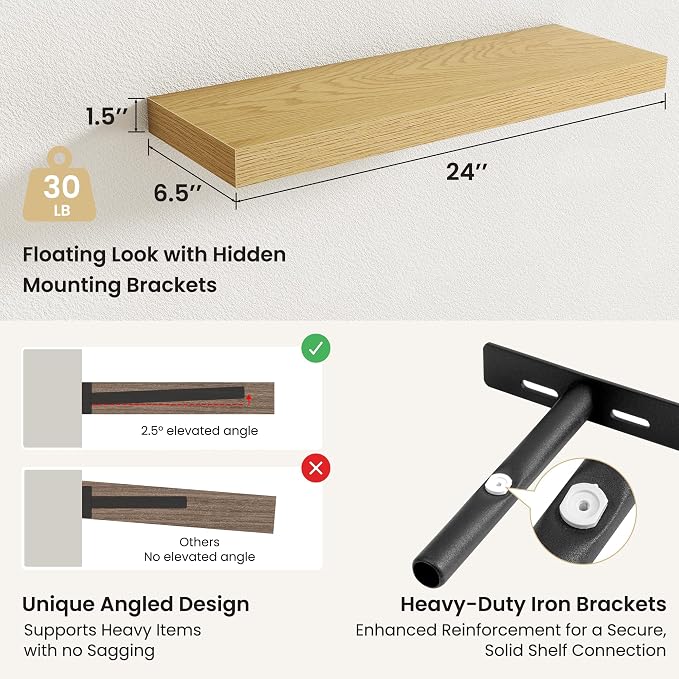 Fun Memories Rustic Wood Floating Shelves - Image 3