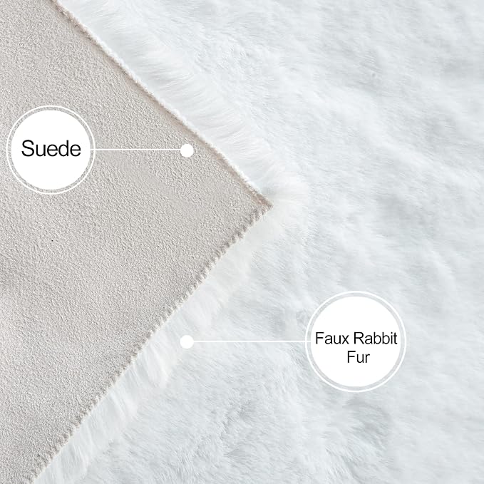 ORINOVA White Fluffy Round Rug 5ft - Image 6