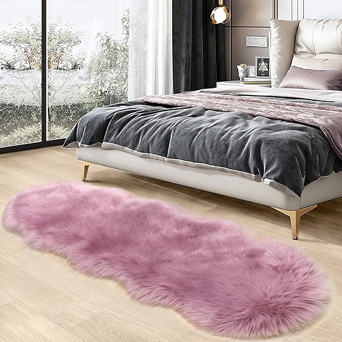 SERISSA Ultra Soft Fluffy Light Purple Faux Sheepskin Fur Shaggy Couch Cover - Image 2