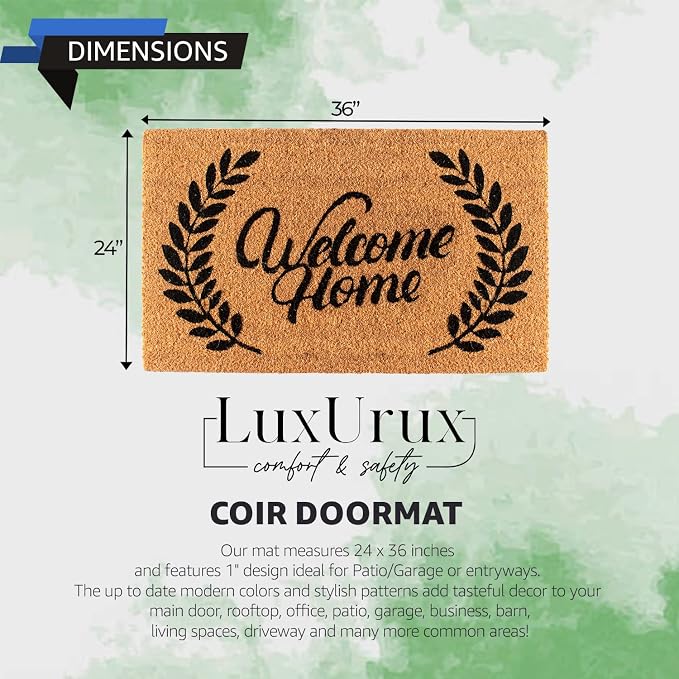 LuxUrux Welcome Mats Outdoor Coco Coir Doormat, - Image 2