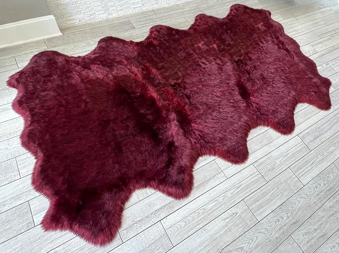 Free Shape Luxury Soft Fluffy Shag Area Rug Decto 10 Pelts 6'x10', 180x300cm by LAMBZYRUGS