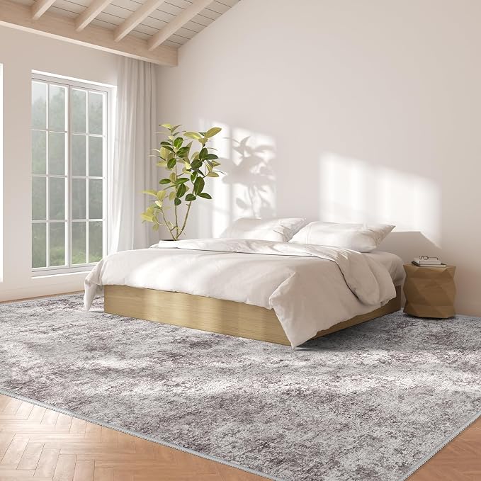 Abstract 10x14 Washable Rug: Modern Non Slip Area Rug Soft Carpet Foldable - Image 2