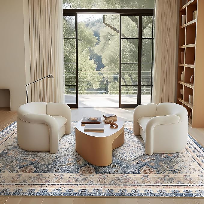 Phantoscope Washable Area Rug 8'x10' Non-Slip, Vintage Neutral Rugs - Image 6