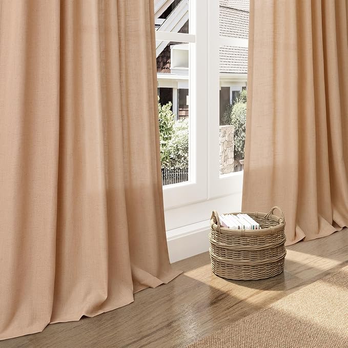 Extra Long Camel Linen Curtains 2 Panels 102 Inches Long - Image 6