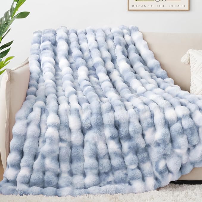 Touchat Luxury 1000GSM Faux Rabbit Fur Throw Blanket, Super Heavy Warm Cozy - Image 4