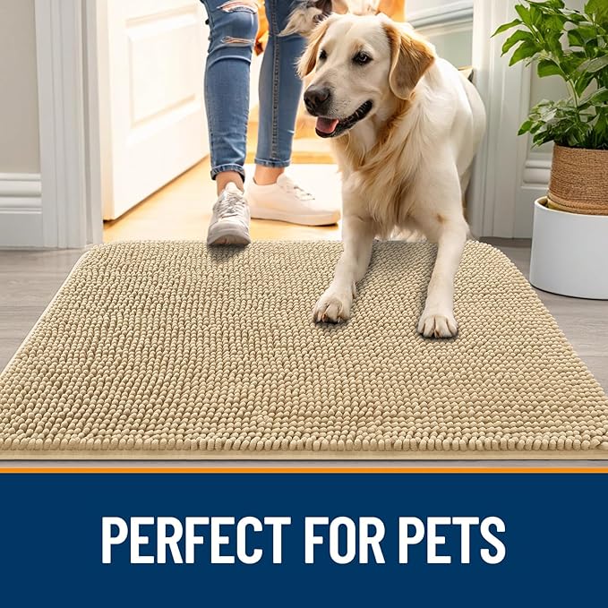 OLANLY Dog Door Mat for Muddy Paws 50x30, Absorbs Moisture and Dirt, Absorbent - Image 6