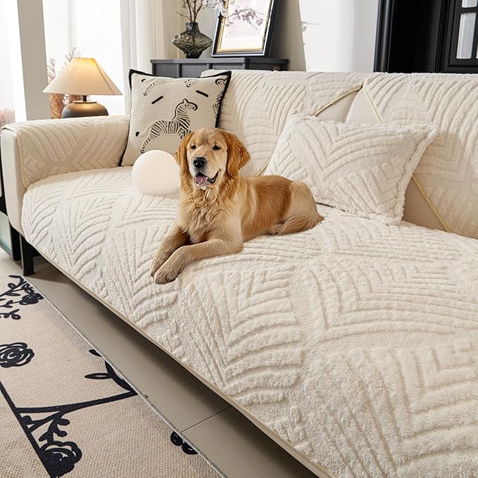 Sectional Couch Cover, Non-Slip Sofa Cover Plush Warm, Funny Fuzzy Pet Couch by PJLZJFBY