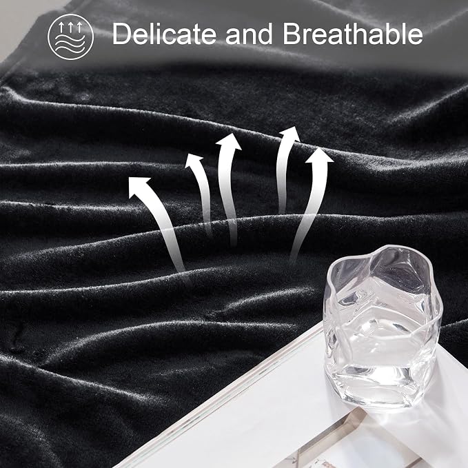 Exclusivo Mezcla Fleece Black Throw Blanket - Image 6