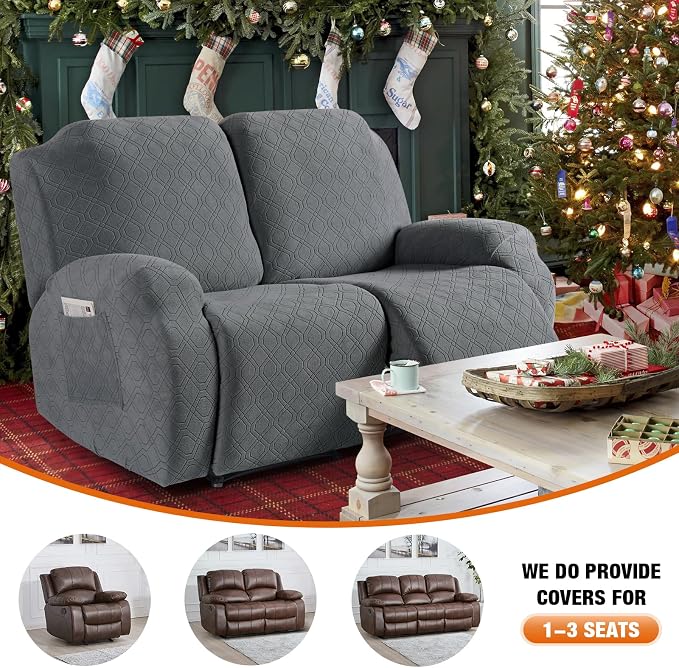 VANSOFY Recliner Cover, 2-Pieces Stretch Reclining Couch Cover - Image 4