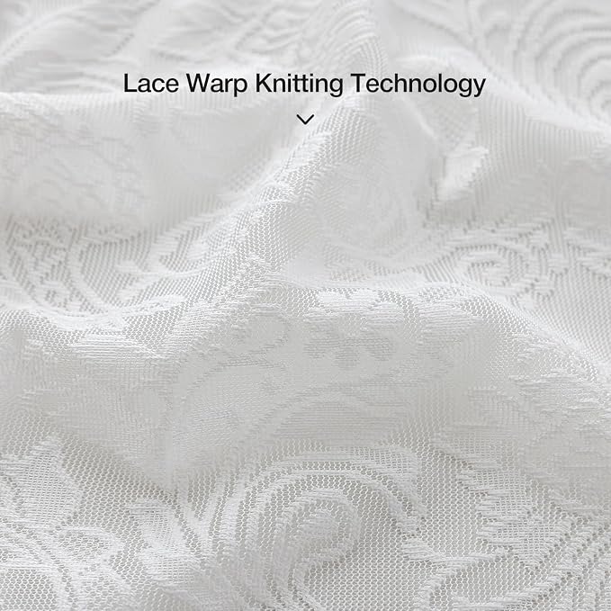 Rinwoc White Lace Semi-Sheer Valance Curtains – Vintage Floral Lace - Image 8