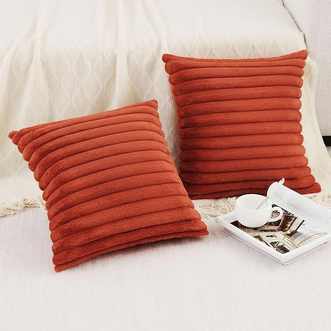 Pallene Faux Fur Plush Fall Throw Pillow Covers 22x22 Set of 2, Luxury Soft - Image 4