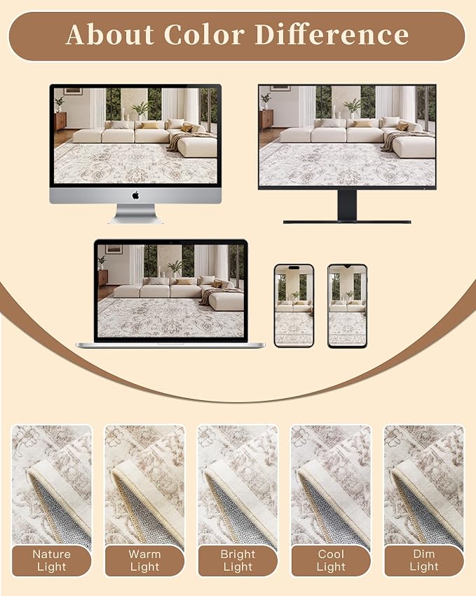 Madane Living Room 10x14 Area Rugs, Washable Low Pile Non-Slip Stain Resistant - Image 8