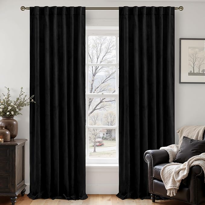 LAMIT Velvet Blackout Curtains 108 Inch by LAMIT