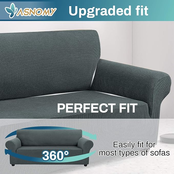 Asnomy Couch Covers for 3 Cushion Couch Stretch Sofa Covers Slipcovers - Image 4