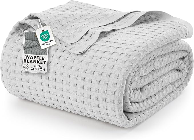 Utopia Bedding Silver 100% Cotton Waffle Blanket 300 GSM Soft Lightweight by UTOPIABEDDING