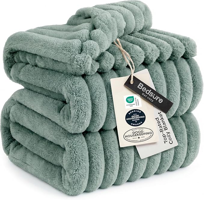 Bedsure GentleSoft Sage Green California King Size Blanket by BEDSURE