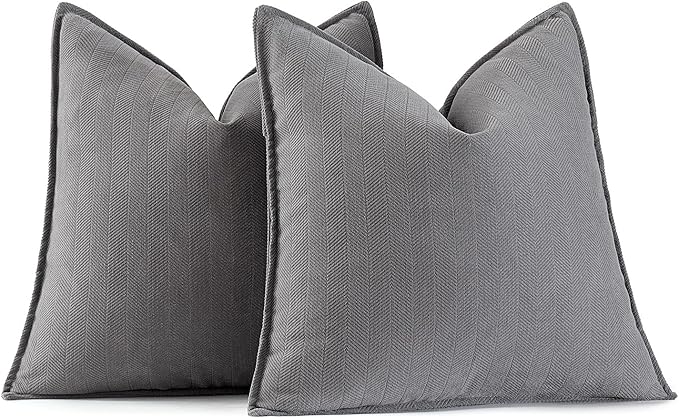 MIULEE Pack of 2 Grey Decorative Pillow Covers 26x26 Inch Soft Chenille by MIULEE