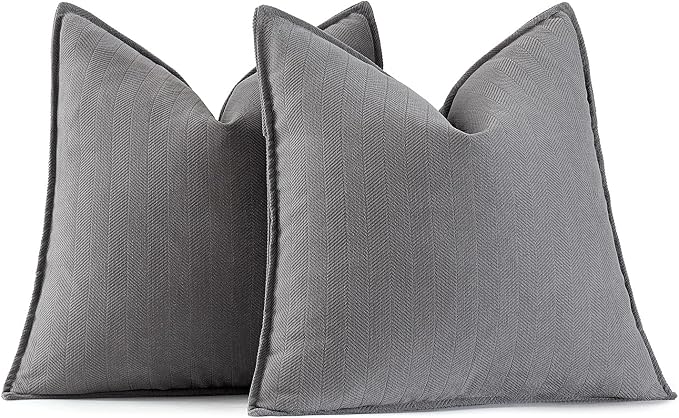 MIULEE Pack of 2 Grey Decorative Pillow Covers 22x22 Inch Soft Chenille by MIULEE