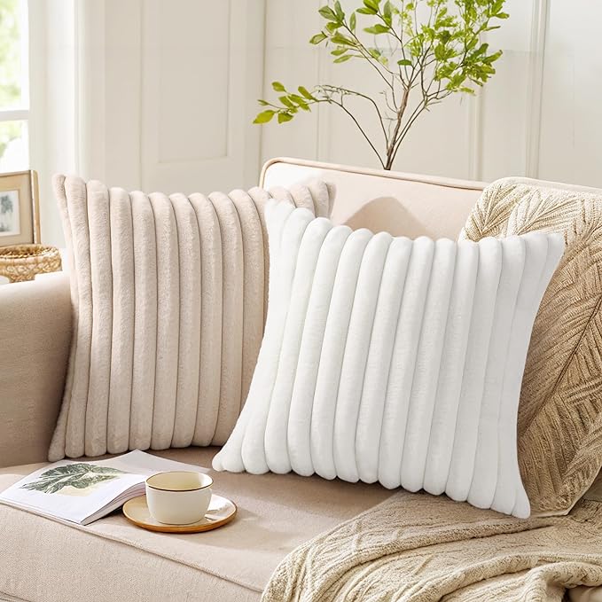 Pallene Faux Fur Plush Throw Pillow Covers 22x22 Set of 2, Luxury Soft Fluffy - Image 5
