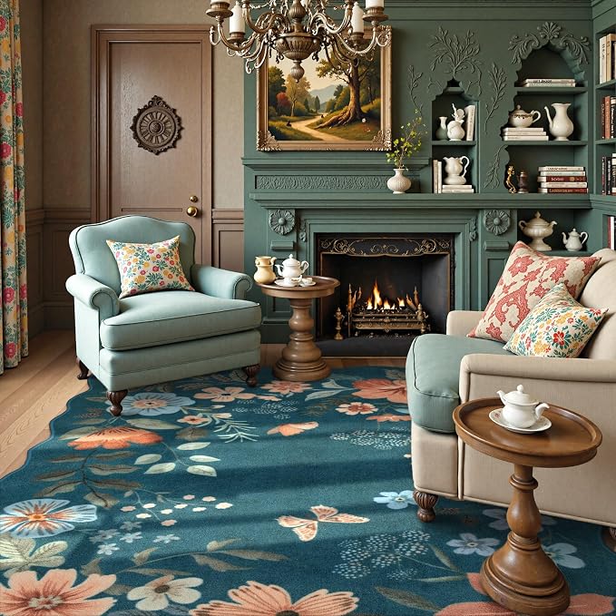 Lahome Floral Washable 6x9 Area Rugs, Soft Bedroom Rug - Image 2