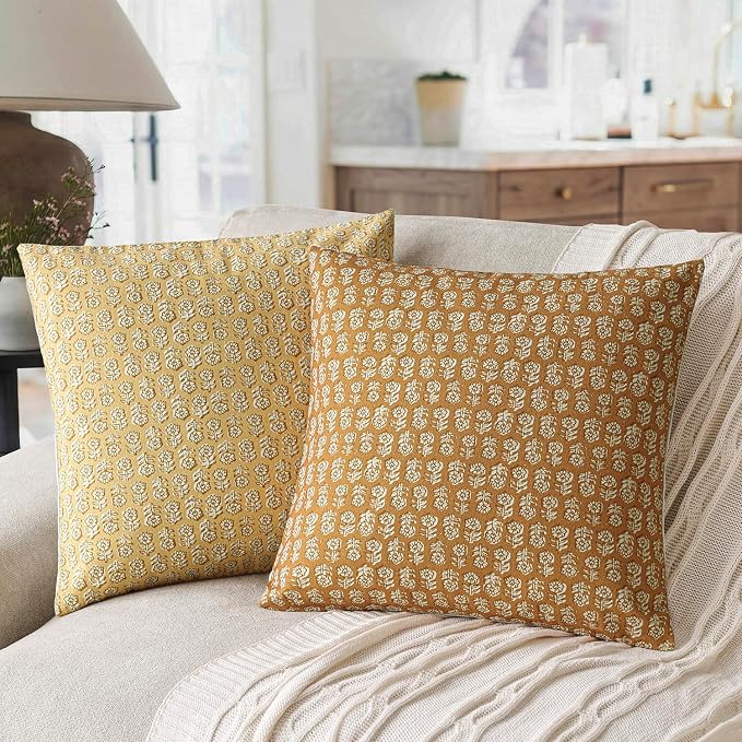 Foindtower Set of 2 Decorative Vintage Floral Print Throw Pillow Covers Neutral - Image 4
