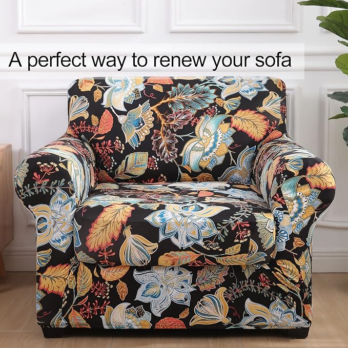 hyha Couch Covers, Chair/Sofa Covers, Floral Pattern, 2 Pieces, Armchair - Image 8