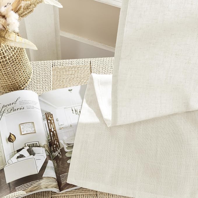 Joydeco Linen Curtains 2 Panel Set, Ivory on Linen Curtains 84 Inch, Light - Image 7