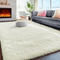 PAGISOFE Fluffy Shag Area Rugs for Bedroom Living Room, Cream White Super Soft by PAGISOFE