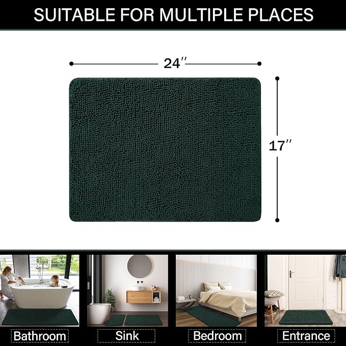 LOCHAS Luxury Bathroom Rug Shaggy Bath Mat 24 x 17 Inch, Washable Non Slip Bath - Image 2