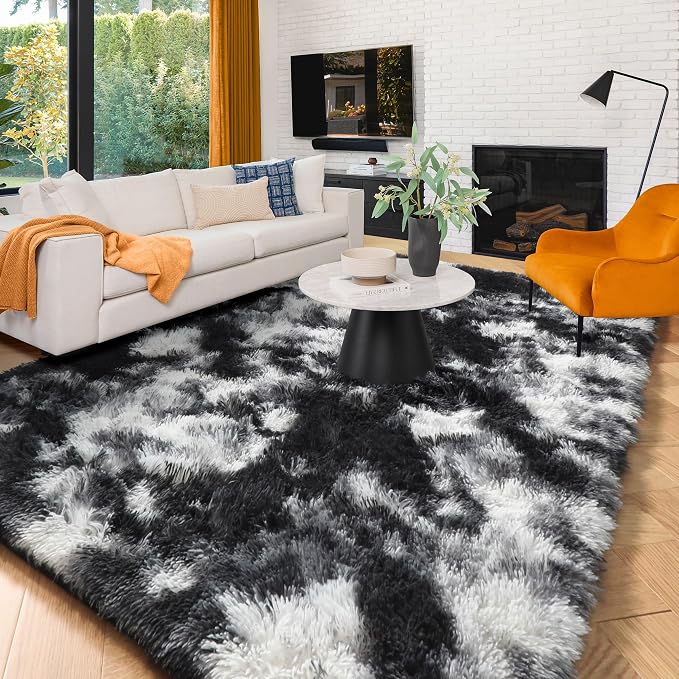 Amdrebio Black White Grey Area Rugs by Amdrebio