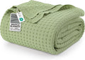 Utopia Bedding Sage Green 100% Cotton Waffle Blanket 300 GSM Soft Lightweight by UTOPIABEDDING