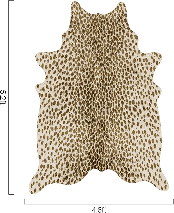 Leopard Print Rug, Animal Print 5.2x6.2 Feet Cowhide Rug - Image 2