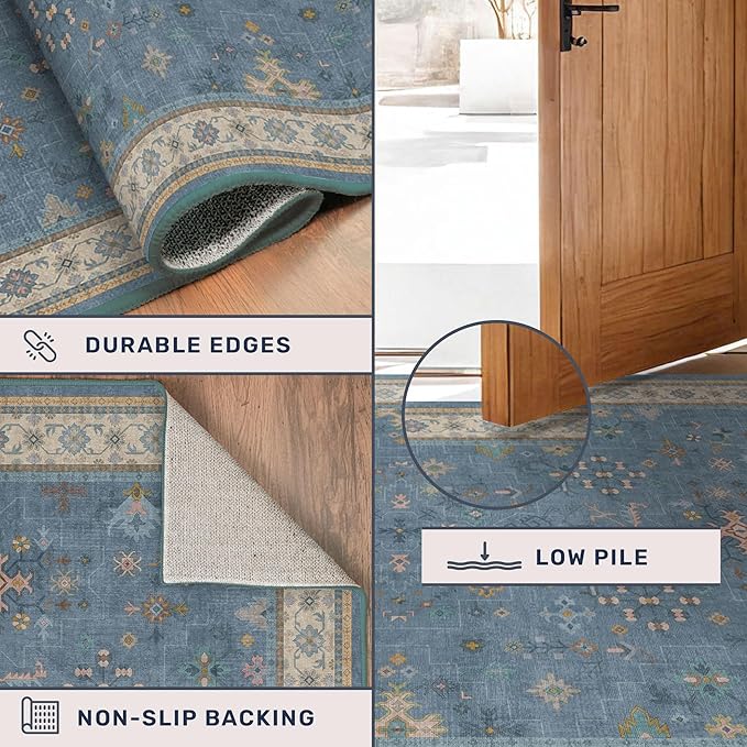 Blue Boho 2'6''x8' Wide Hallway Runner Rug - Image 5