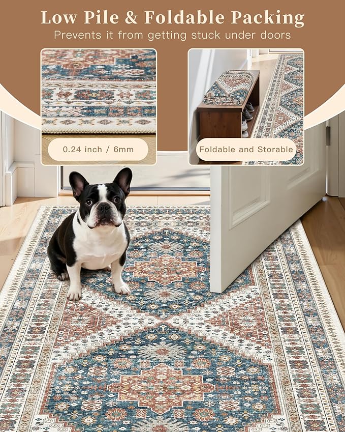Madane Area Rug 3x5, Entryway Washable Vintage Runners Bedroom Non Slip Indoor - Image 6