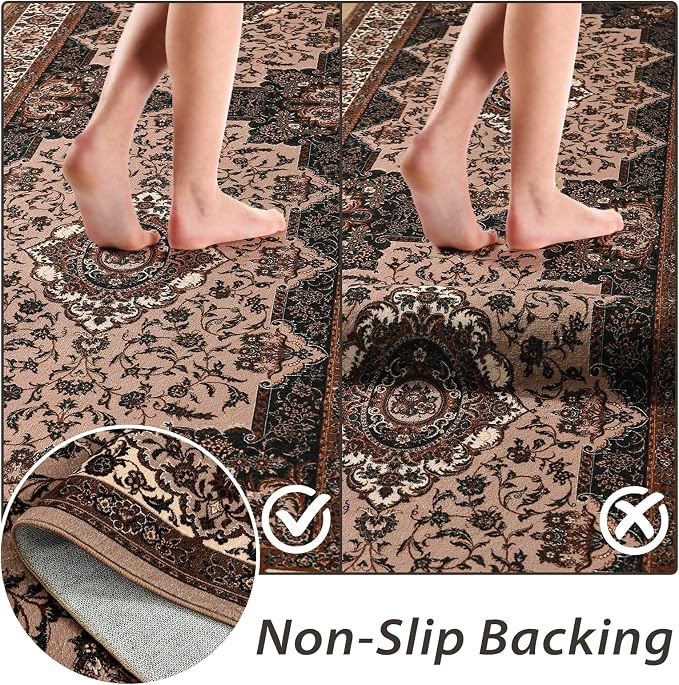 Runner Rug for Bedroom, 2x6Ft Machine Washable Area Rugs, Vintage Non-Slip Low - Image 4