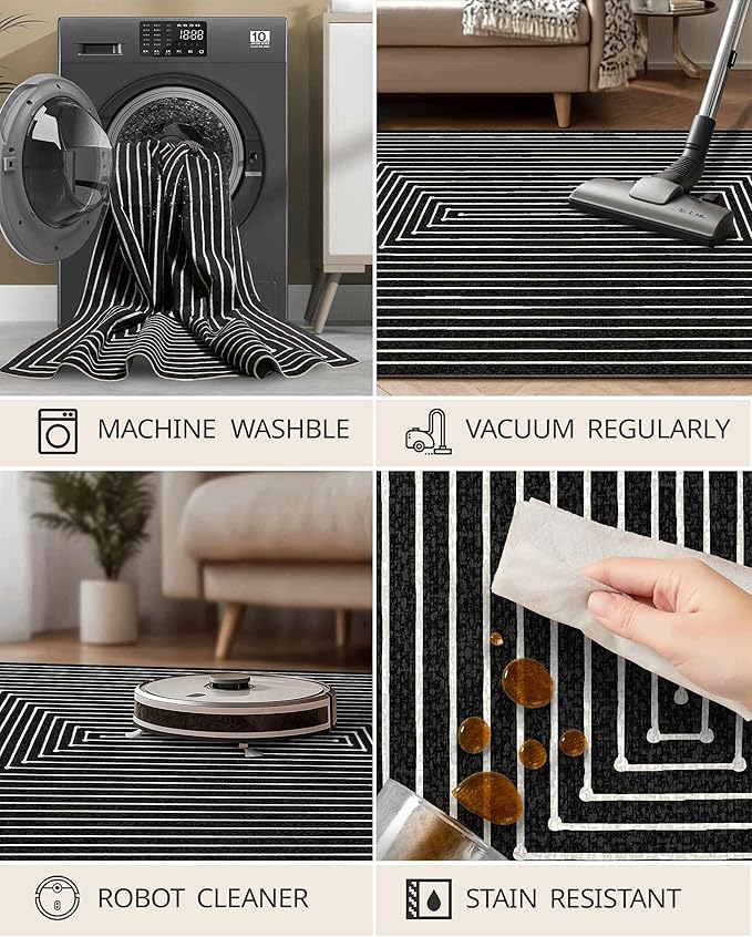 Latte&Fog 8x10 Area Rugs for Living Room, Large Modern Abstract Washable Rug - Image 7