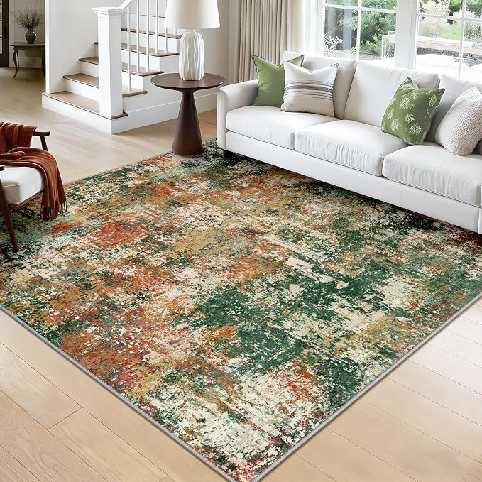 Washable Area Rugs Square 8ft Non-Slip Modern Abstract Soft by RELEANY