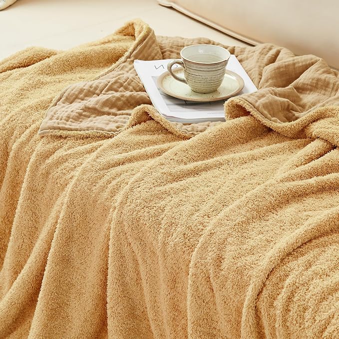 EMME Muslin and Fleece Throw Blanket Reversible - Image 6