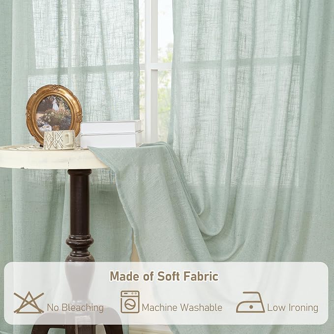 LAMIT Light Sage Linen Curtains 45 Inches Long - Image 7
