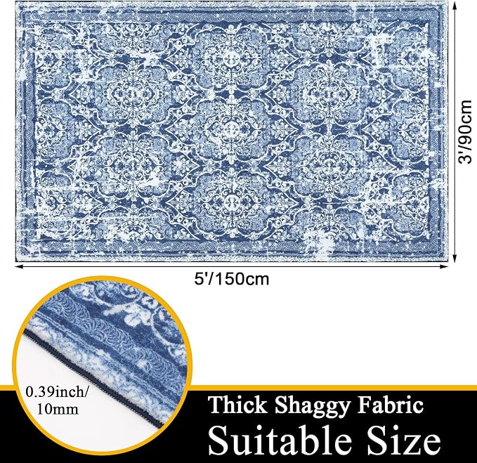 Vaukki Living Room Rug, Vintage Shaggy Soft Laundry Rug, Non Slip Kitchen Area - Image 2