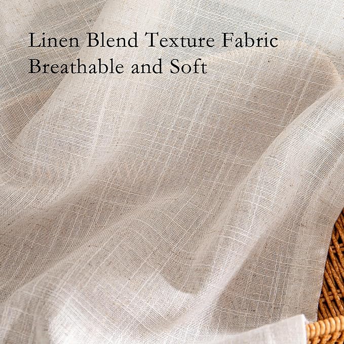 MYSKY HOME Natural Linen Curtains 24 Inch Long - Image 6